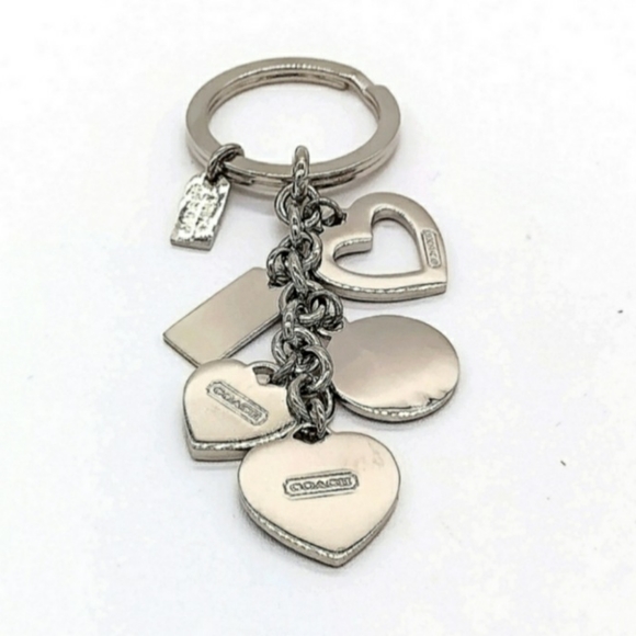 ❤NWOT COACH Triple Heart Key Chain and Purse Charm - Picture 3 of 3